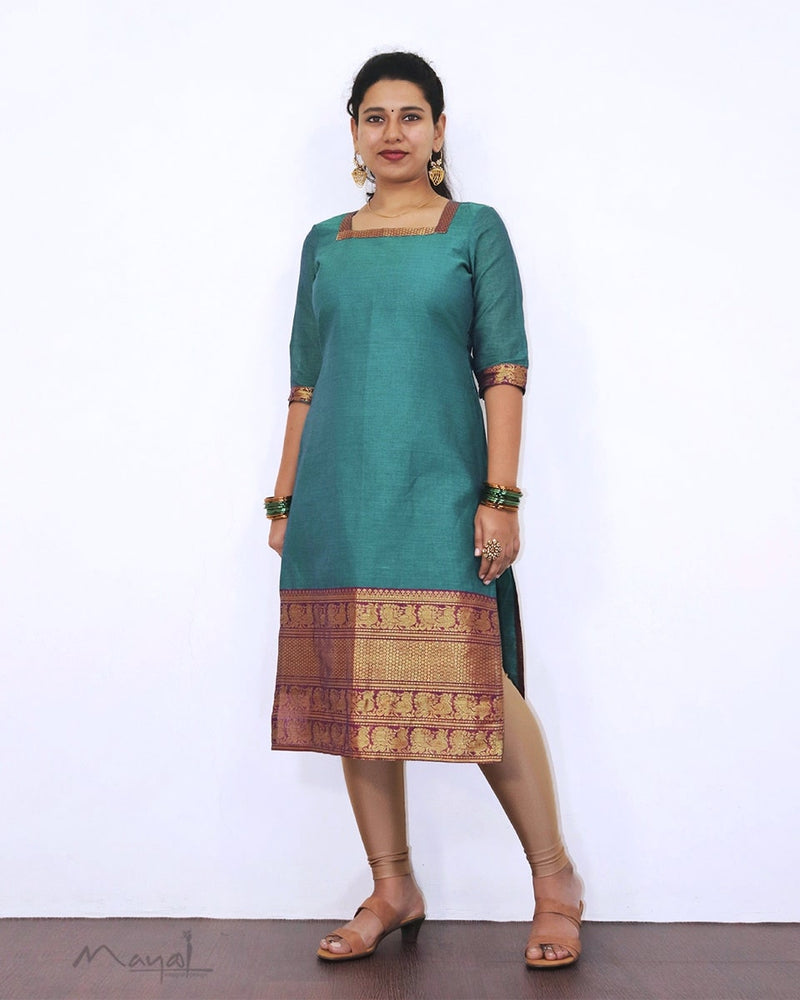 Dark Cyan Traditional Cotton Kurta