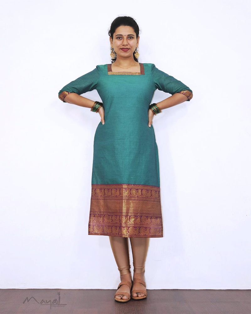 Dark Cyan Traditional Cotton Kurta