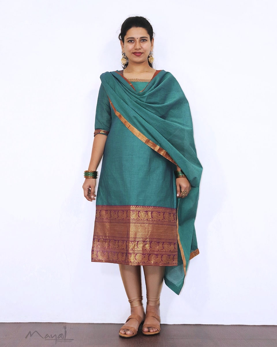 Dark Cyan Traditional Cotton Kurta