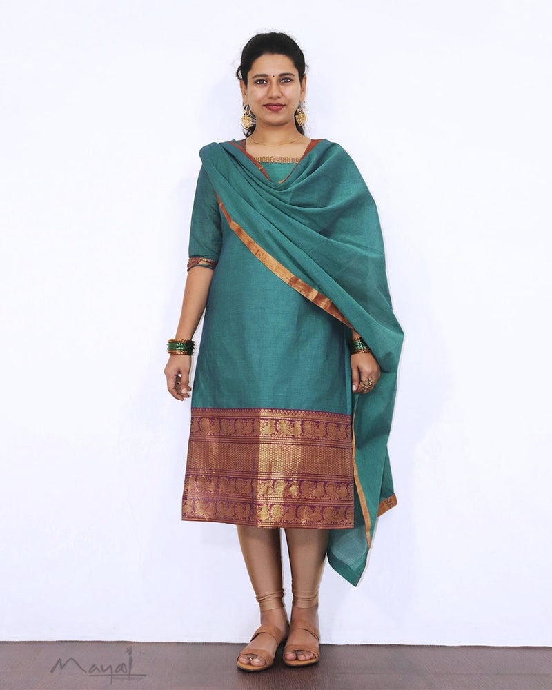 Dark Cyan Traditional Cotton Kurta