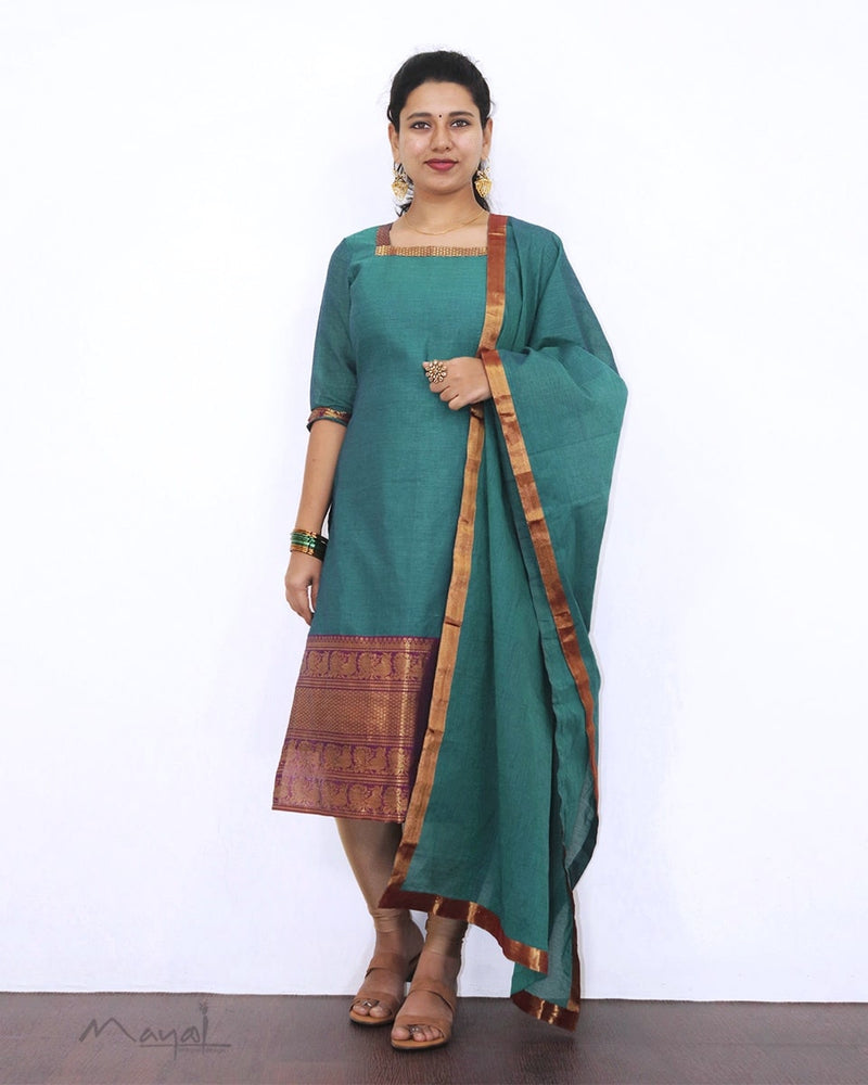 Dark Cyan Traditional Cotton Kurta