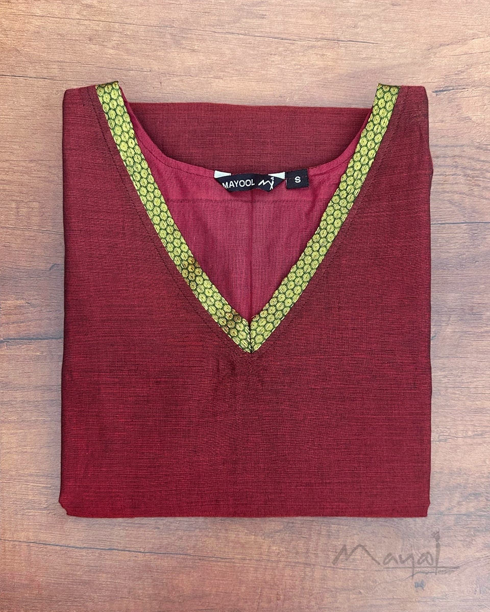Dark Red Traditional Cotton Kurta