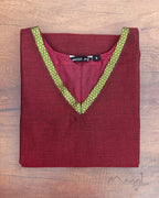 Dark Red Traditional Cotton Kurta