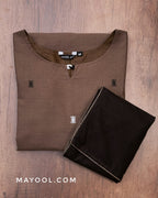 Coffee Brown Jamdani Handloom Cotton Kurta