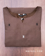 Coffee Brown Jamdani Handloom Cotton Kurta