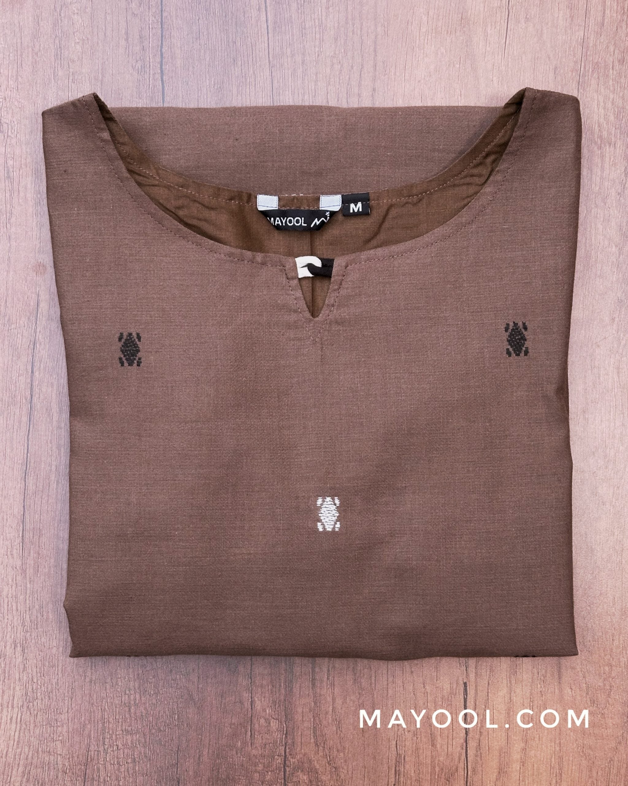 Coffee Brown Jamdani Handloom Cotton Kurta