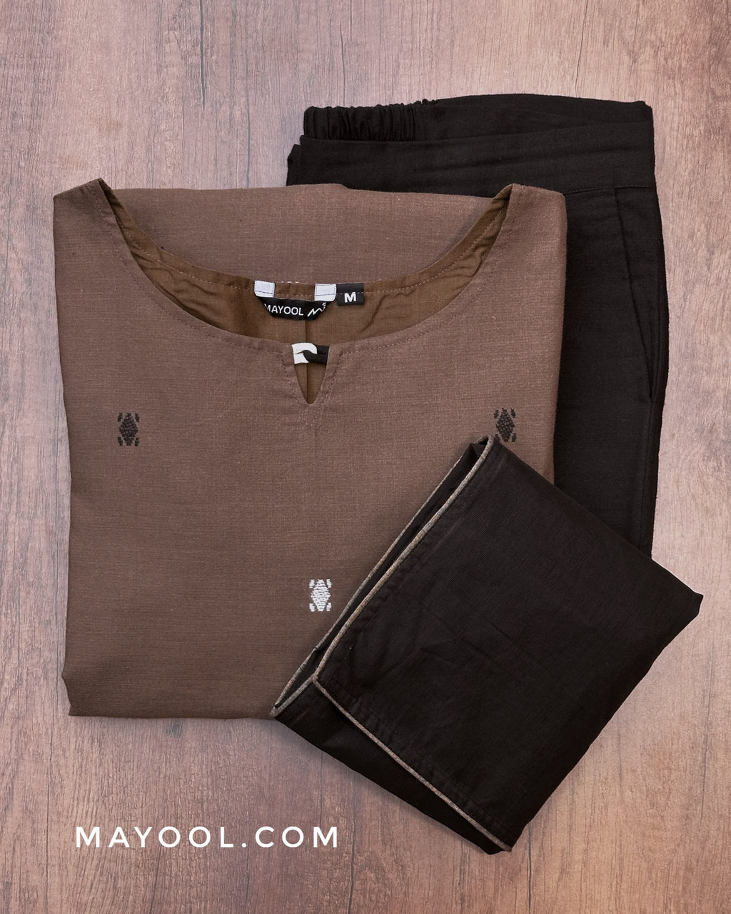 Coffee Brown Jamdani Handloom Cotton Kurta