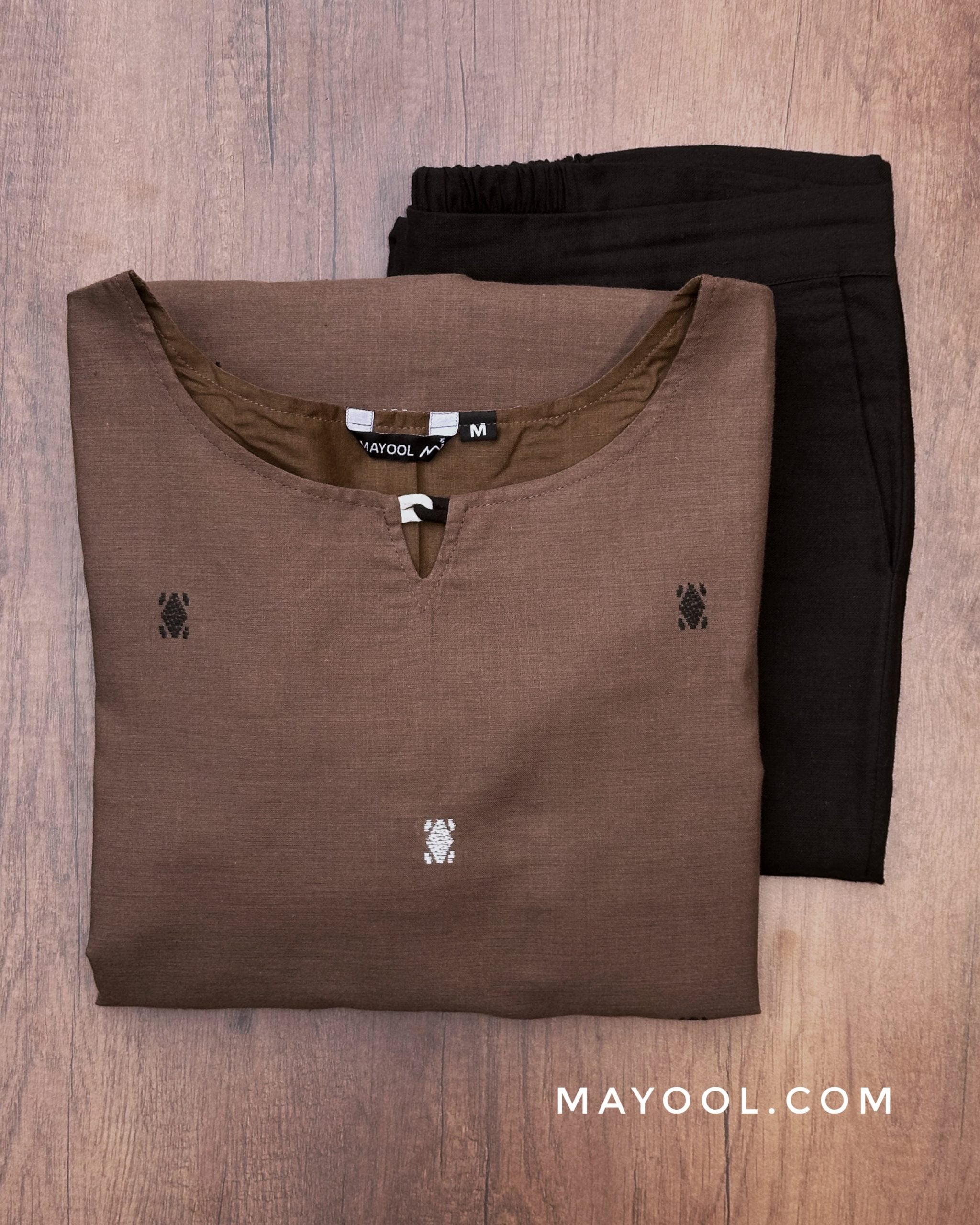 Coffee Brown Jamdani Handloom Cotton Kurta