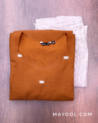Yam Orange Jamdani Handloom Cotton Kurta