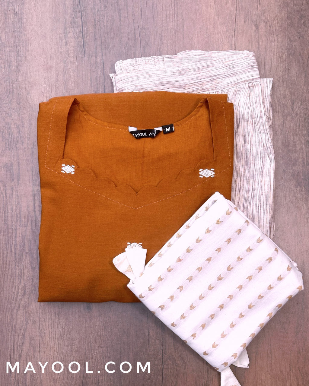 Yam Orange Jamdani Handloom Cotton Kurta