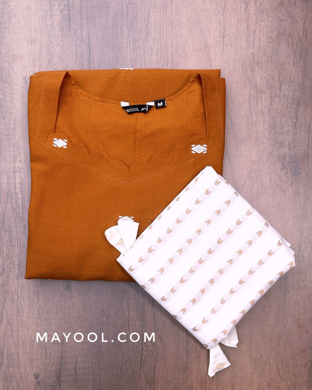 Yam Orange Jamdani Handloom Cotton Kurta