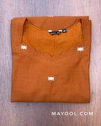 Yam Orange Jamdani Handloom Cotton Kurta