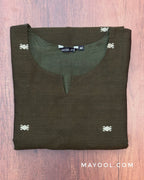 Army Green Jamdani Handloom Cotton Kurta