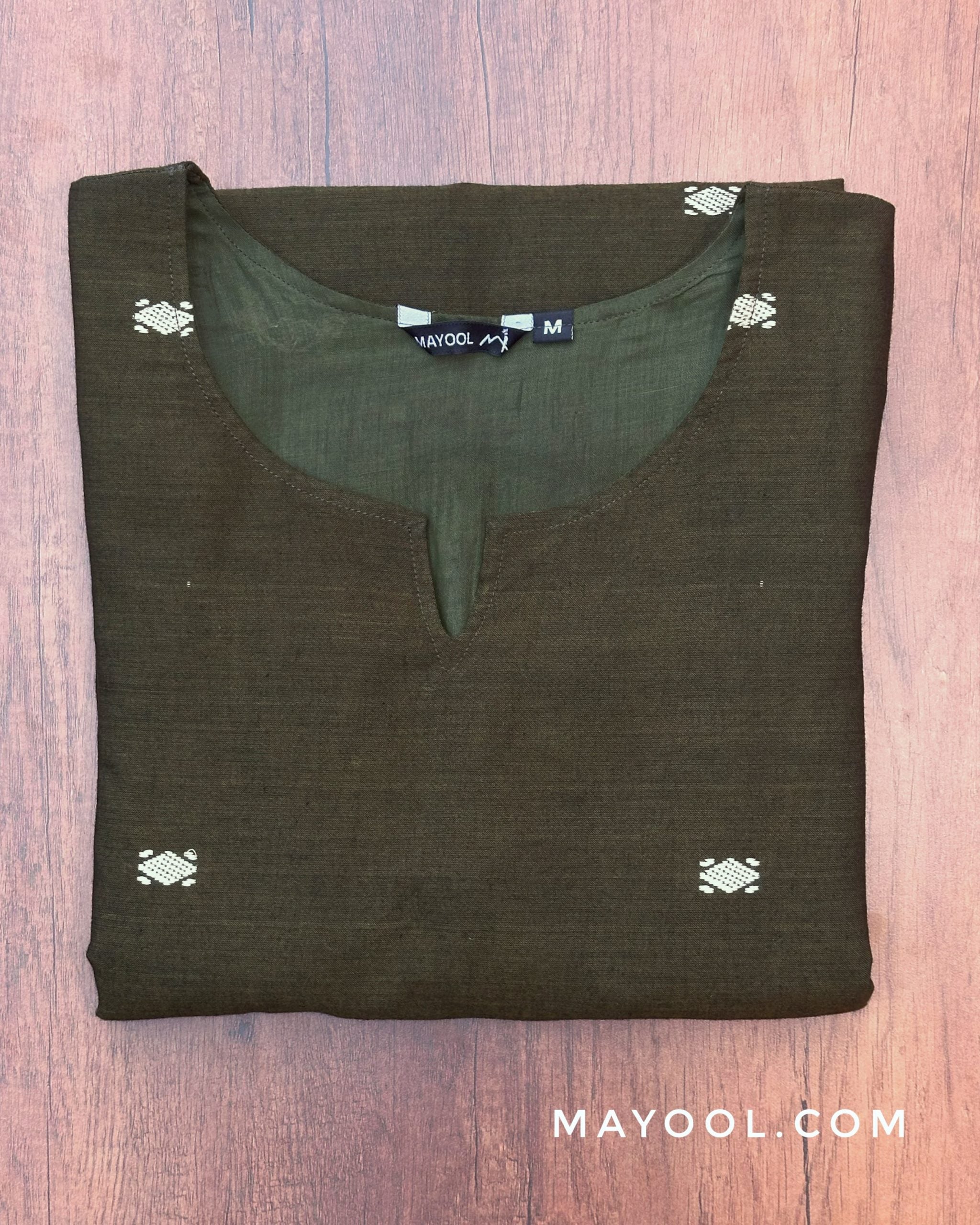 Army Green Jamdani Handloom Cotton Kurta