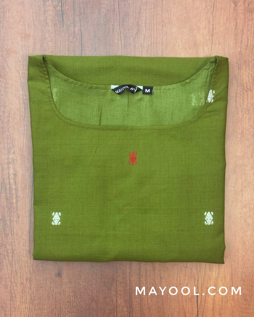 Pickle Green Jamdani Handloom Cotton Kurta