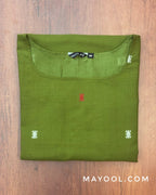 Pickle Green Jamdani Handloom Cotton Kurta