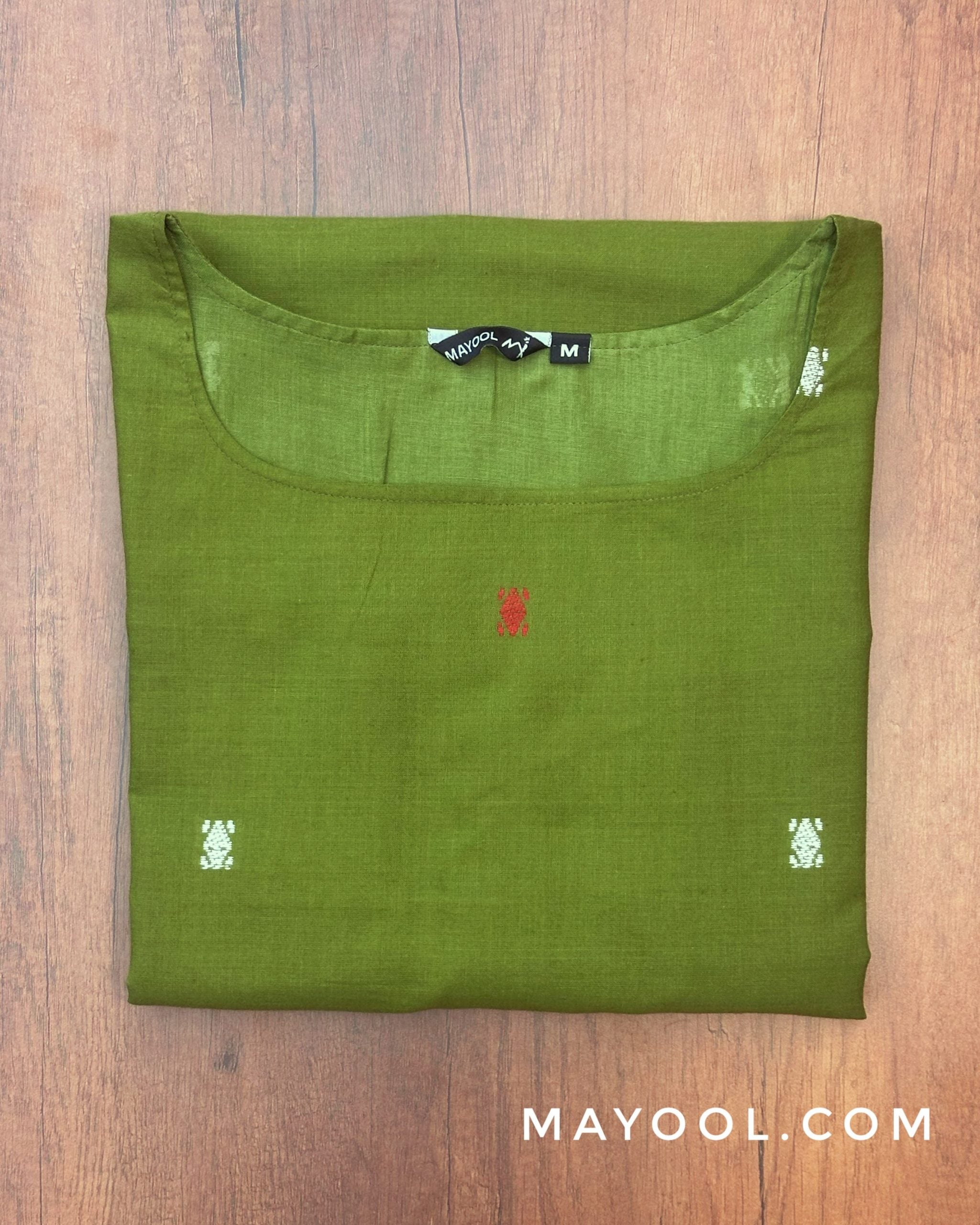 Pickle Green Jamdani Handloom Cotton Kurta