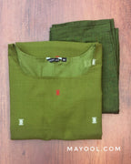 Pickle Green Jamdani Handloom Cotton Kurta