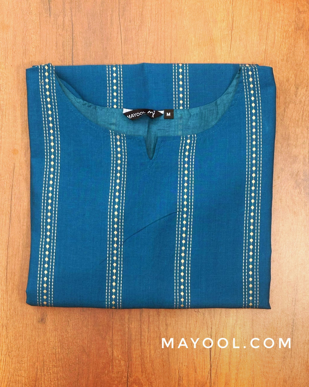 Sapphire Blue Self Design Jacquard Cotton Kurta