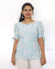 Ice Blue Printed Short Top