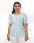 Ice Blue Printed Short Top