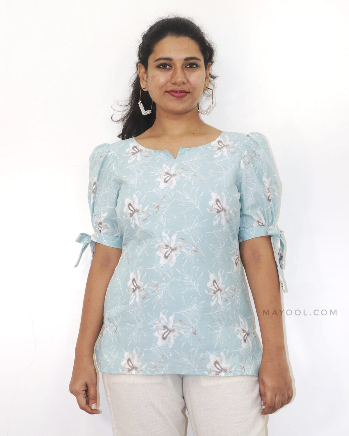 Ice Blue Printed Short Top