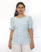 Ice Blue Printed Short Top
