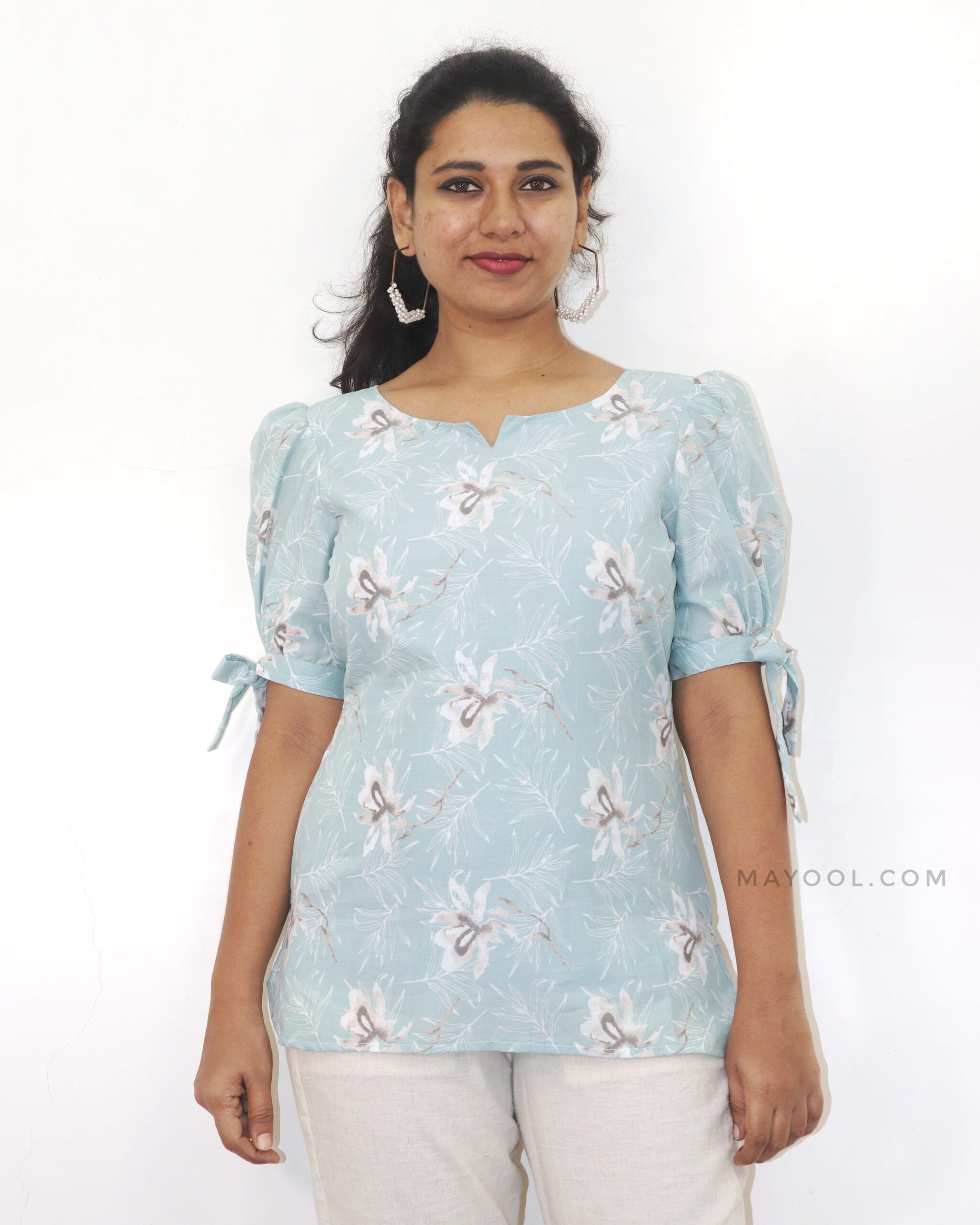 Ice Blue Printed Short Top
