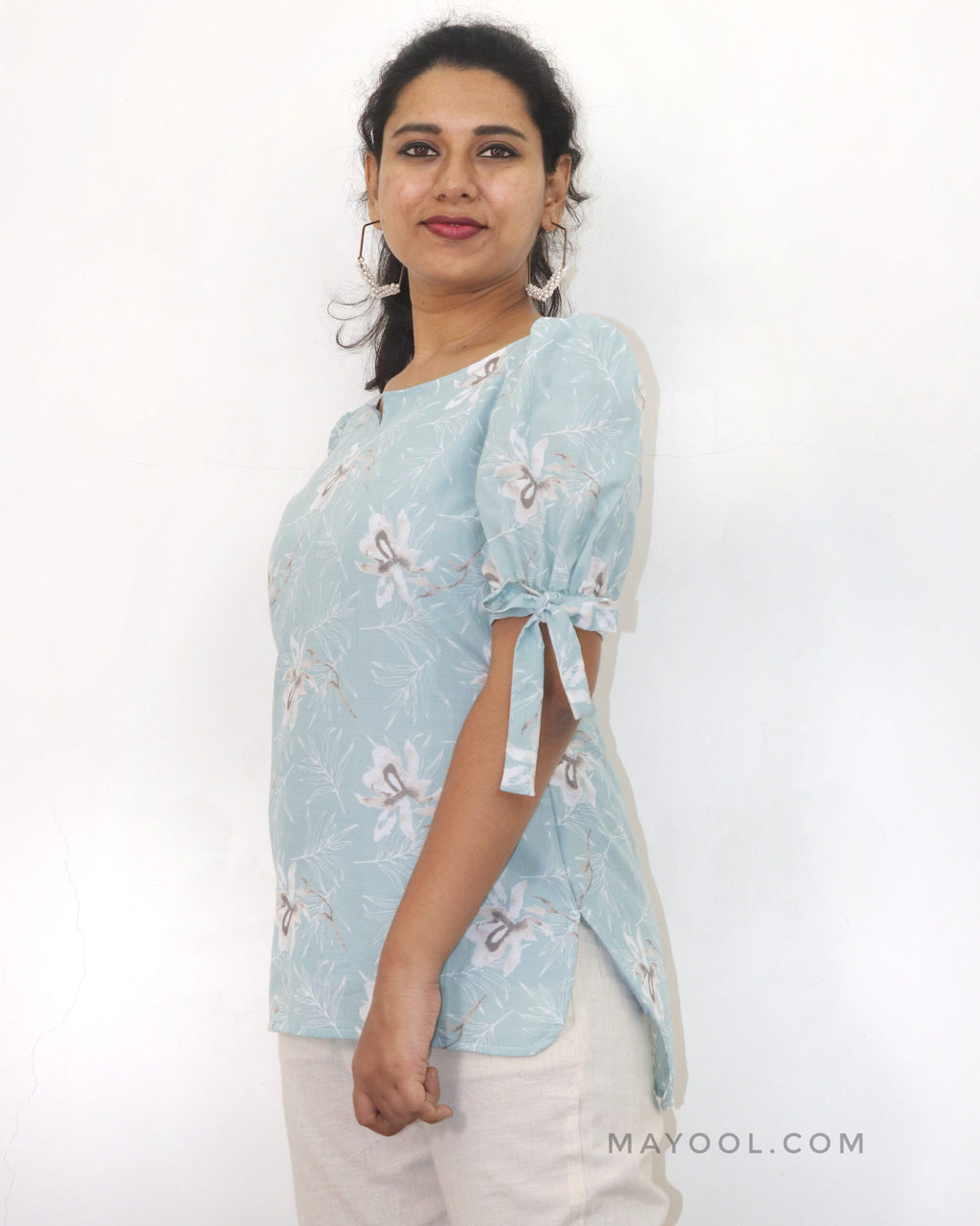 Ice Blue Printed Short Top