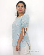 Ice Blue Printed Short Top