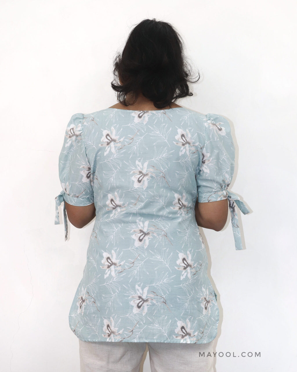 Ice Blue Printed Short Top