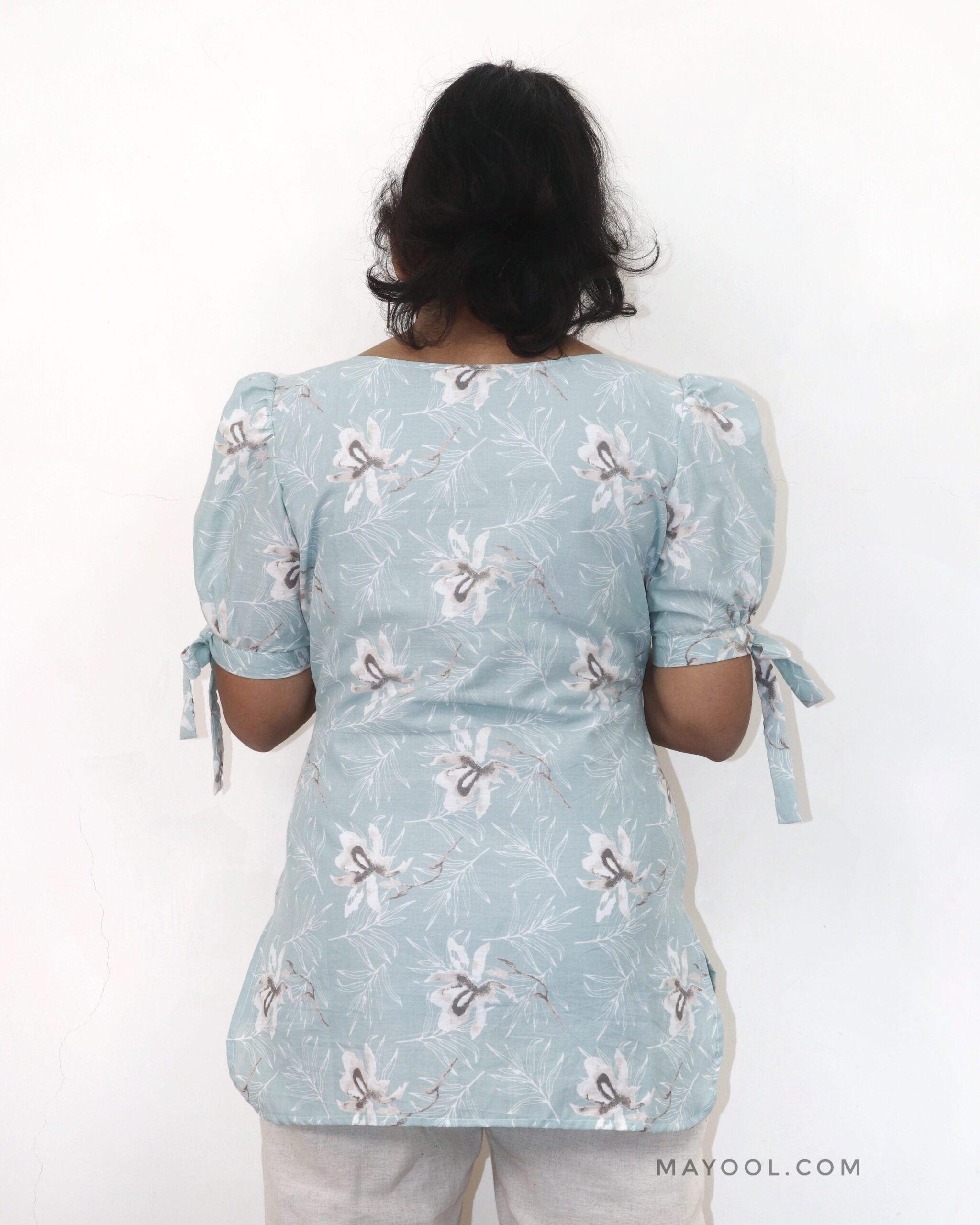 Ice Blue Printed Short Top