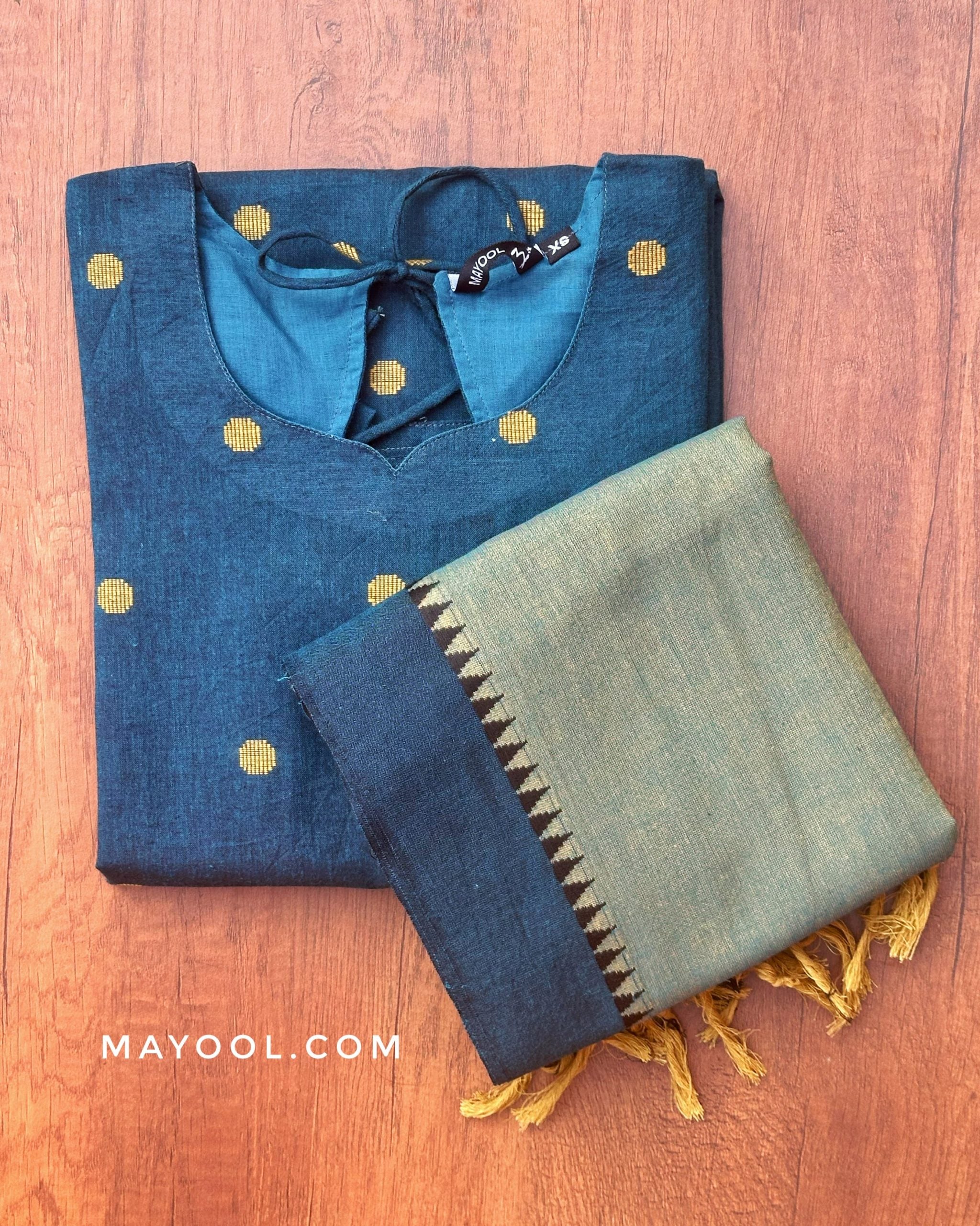 Imperial Blue Jacquard Cotton Kurta