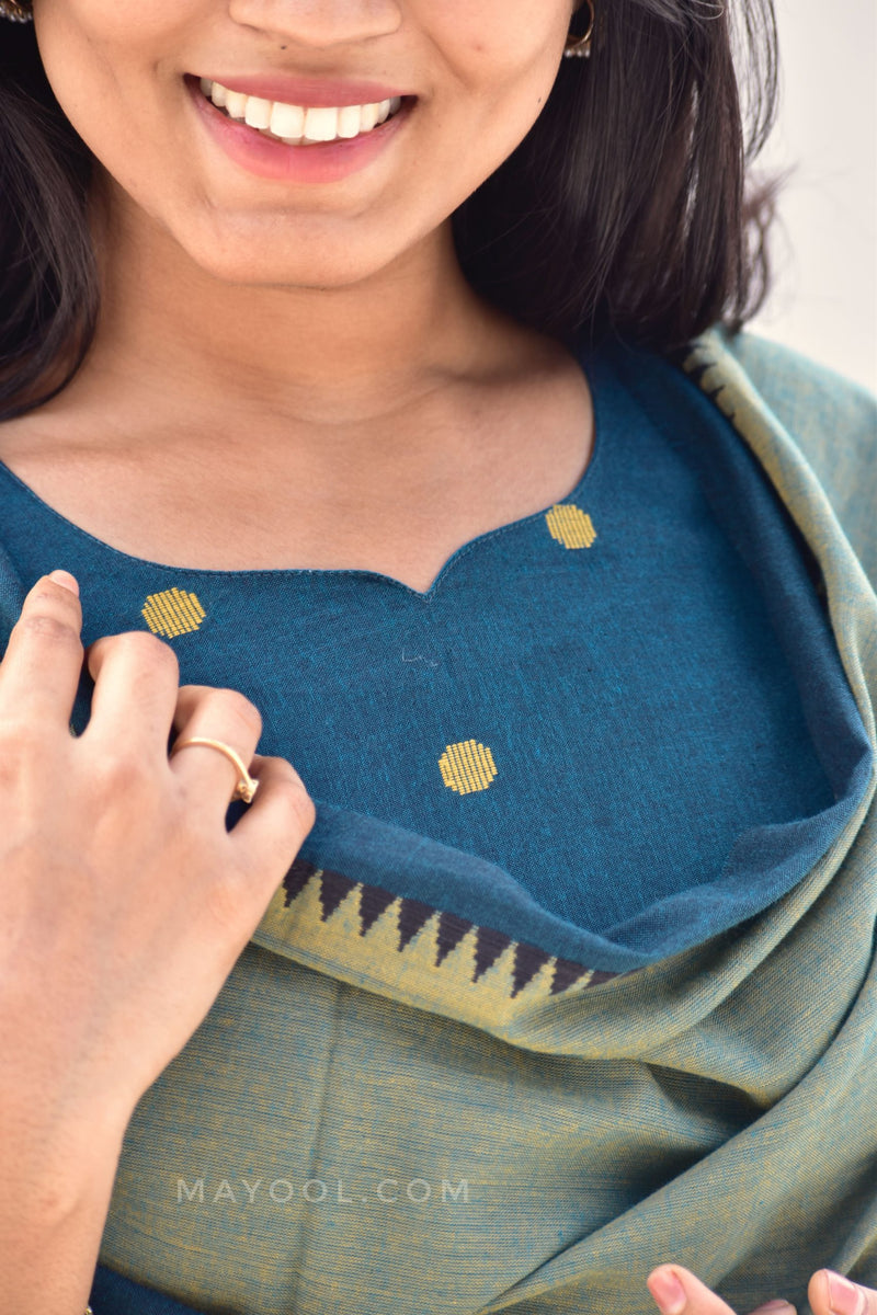 Imperial Blue Jacquard Cotton Kurta