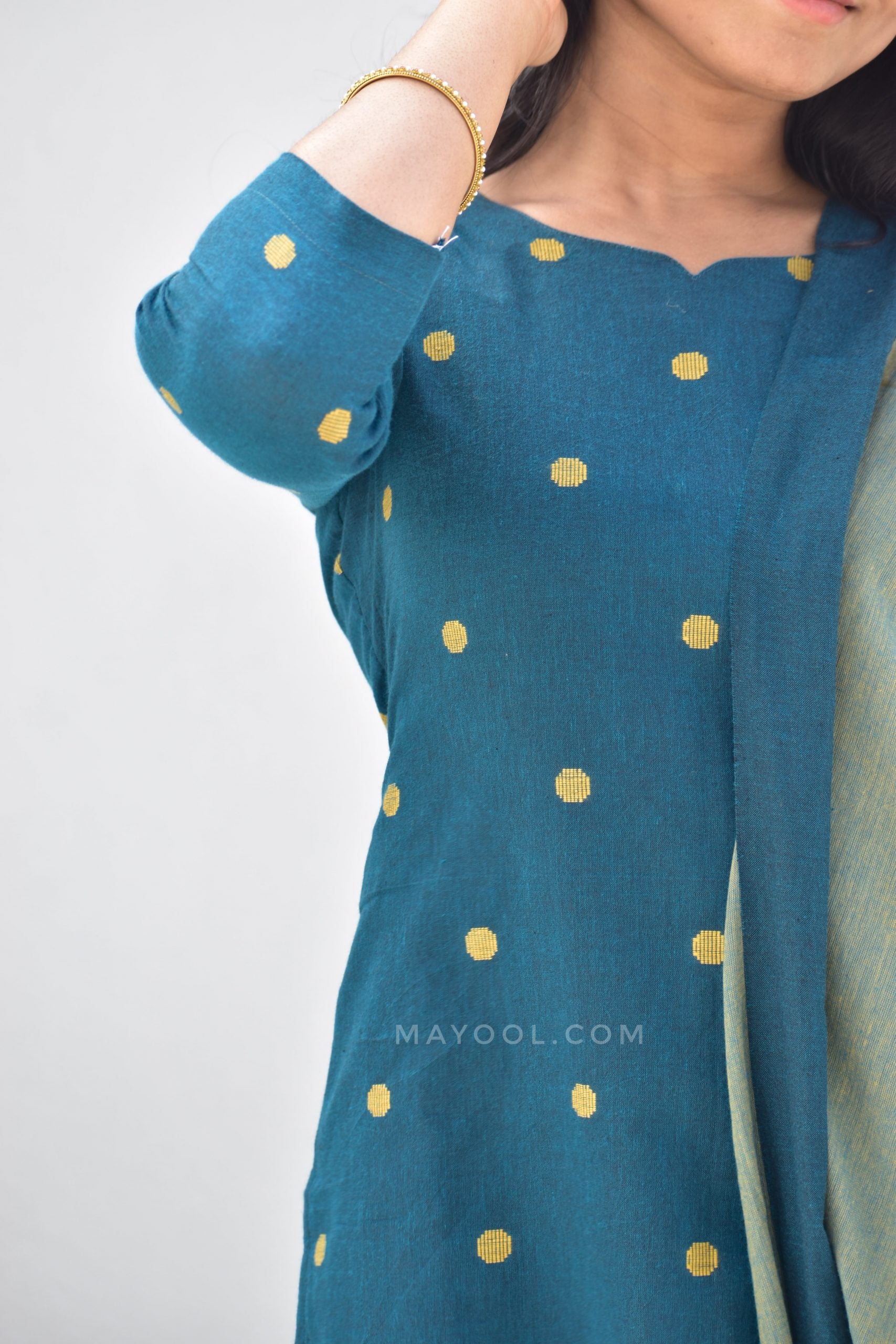 Imperial Blue Jacquard Cotton Kurta