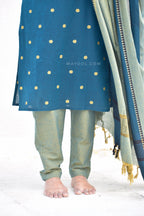 Imperial Blue Jacquard Cotton Kurta