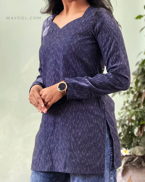 Dark Blue Ikat Short Kurta