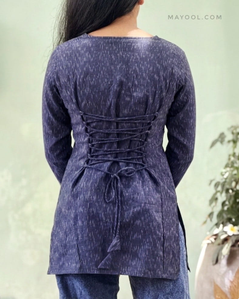 Dark Blue Ikat Short Kurta