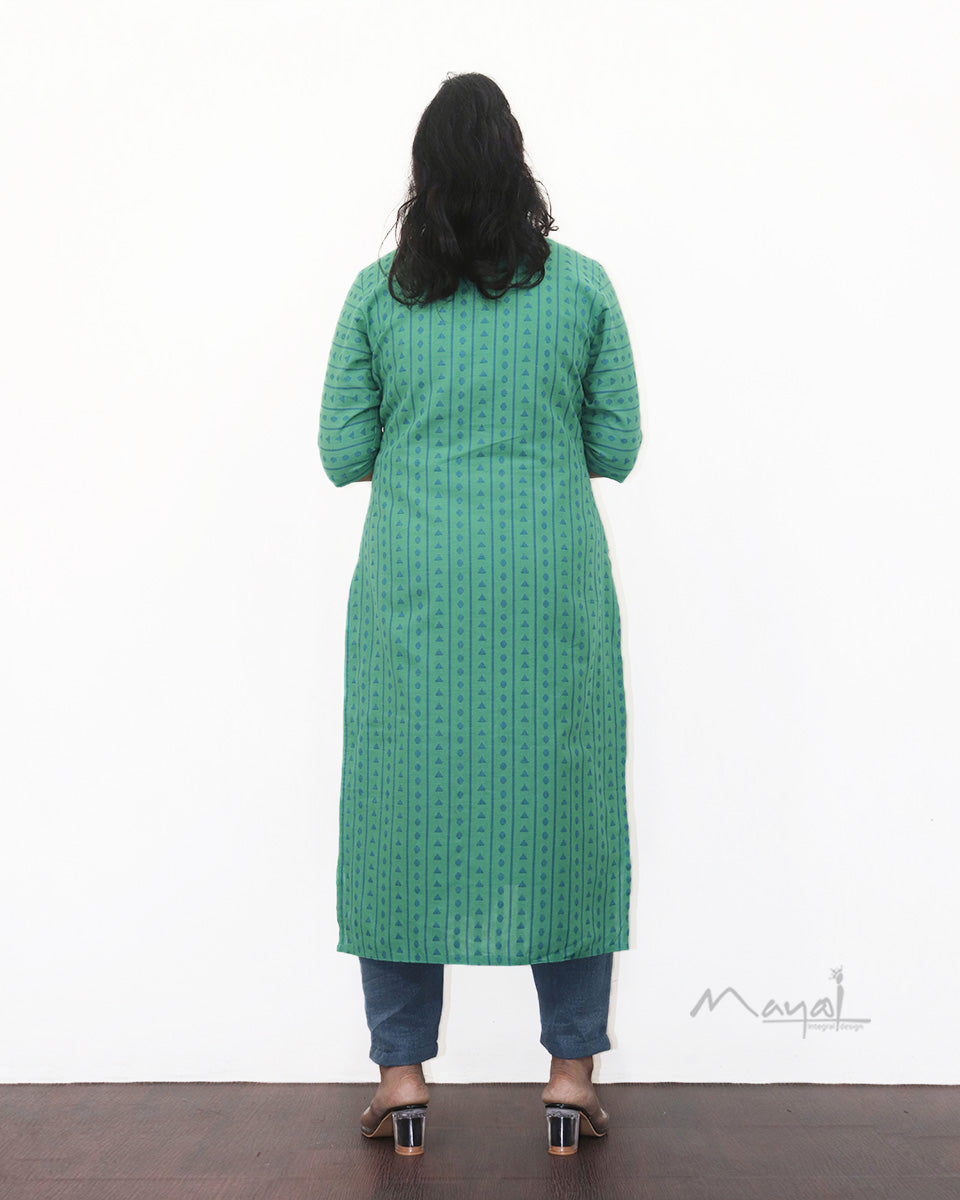 Jade Green Jacquard Cotton Kurta