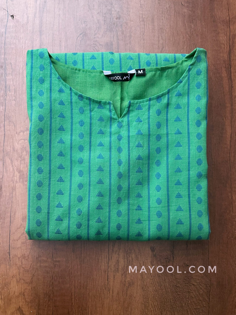 Jade Green Jacquard Cotton Kurta