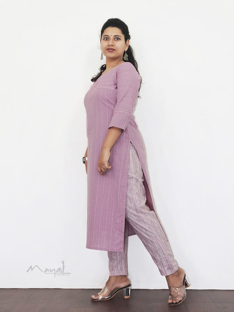 Kobi Pink Stripe Cotton Kurta