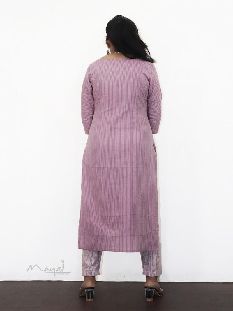 Kobi Pink Stripe Cotton Kurta