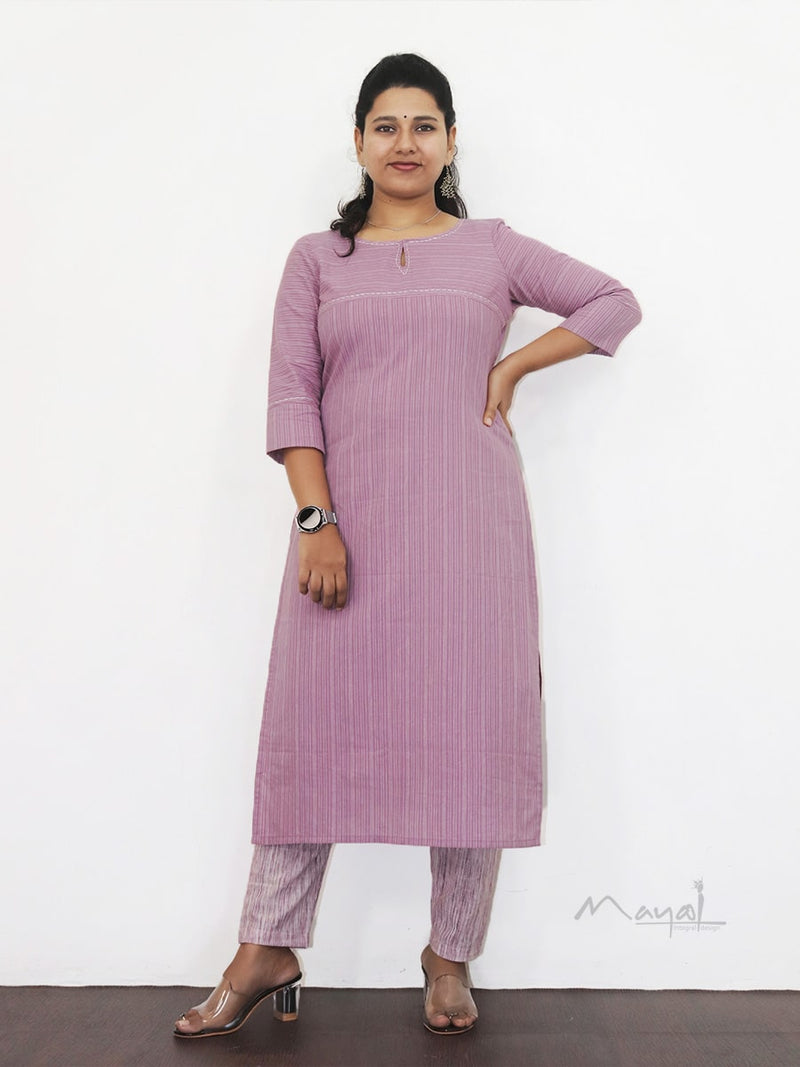 Kobi Pink Stripe Cotton Kurta