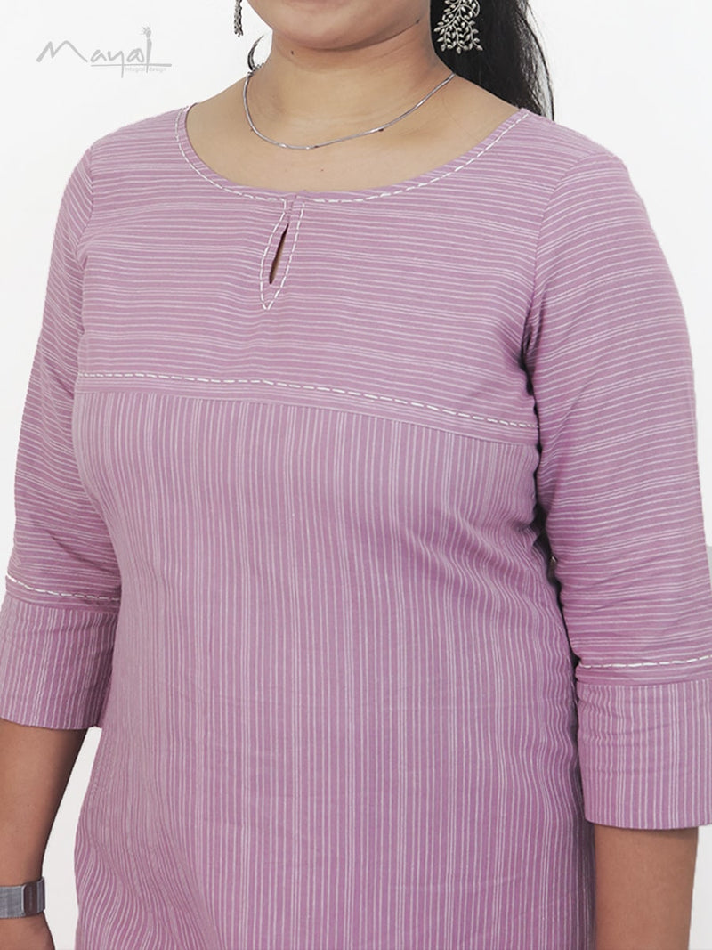Kobi Pink Stripe Cotton Kurta