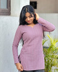 Kobi Pink Stripe Cotton Short Kurta