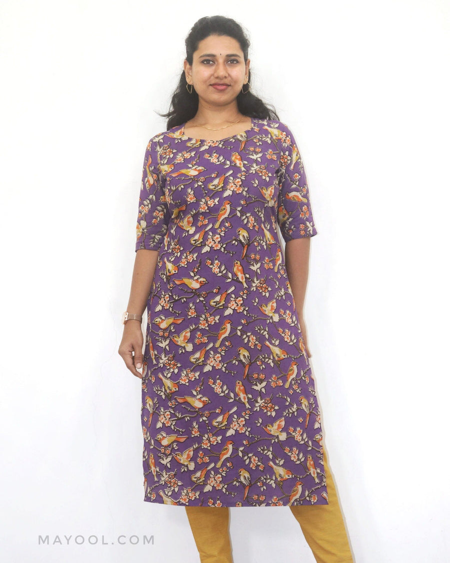 Lavender Kalamkari Cotton Kurta