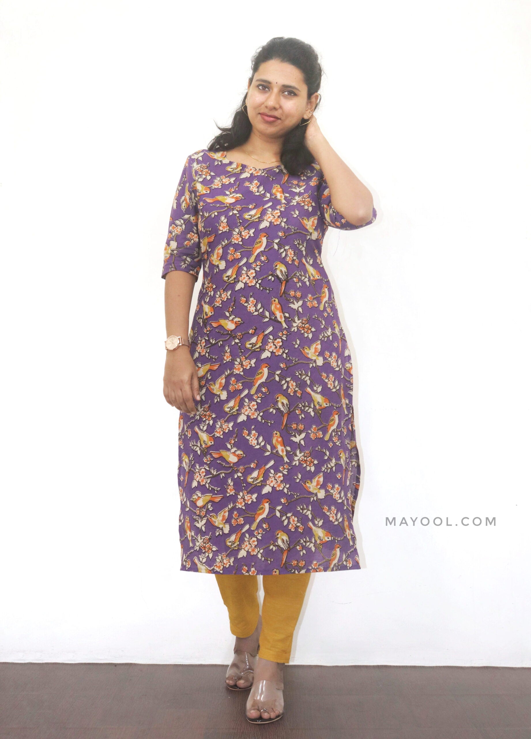 Lavender Kalamkari Cotton Kurta