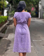 Lavender Self Pintuck A-line Dresses