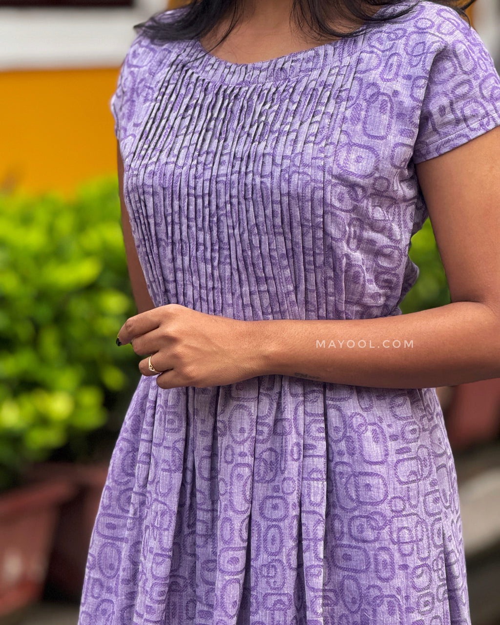 Lavender Self Pintuck A-line Dresses