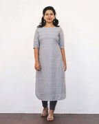 Light Grey Stripe Cotton Kurta